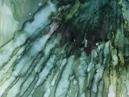 abstract ink painting entitled Green Coral by Kimberly Chesebro