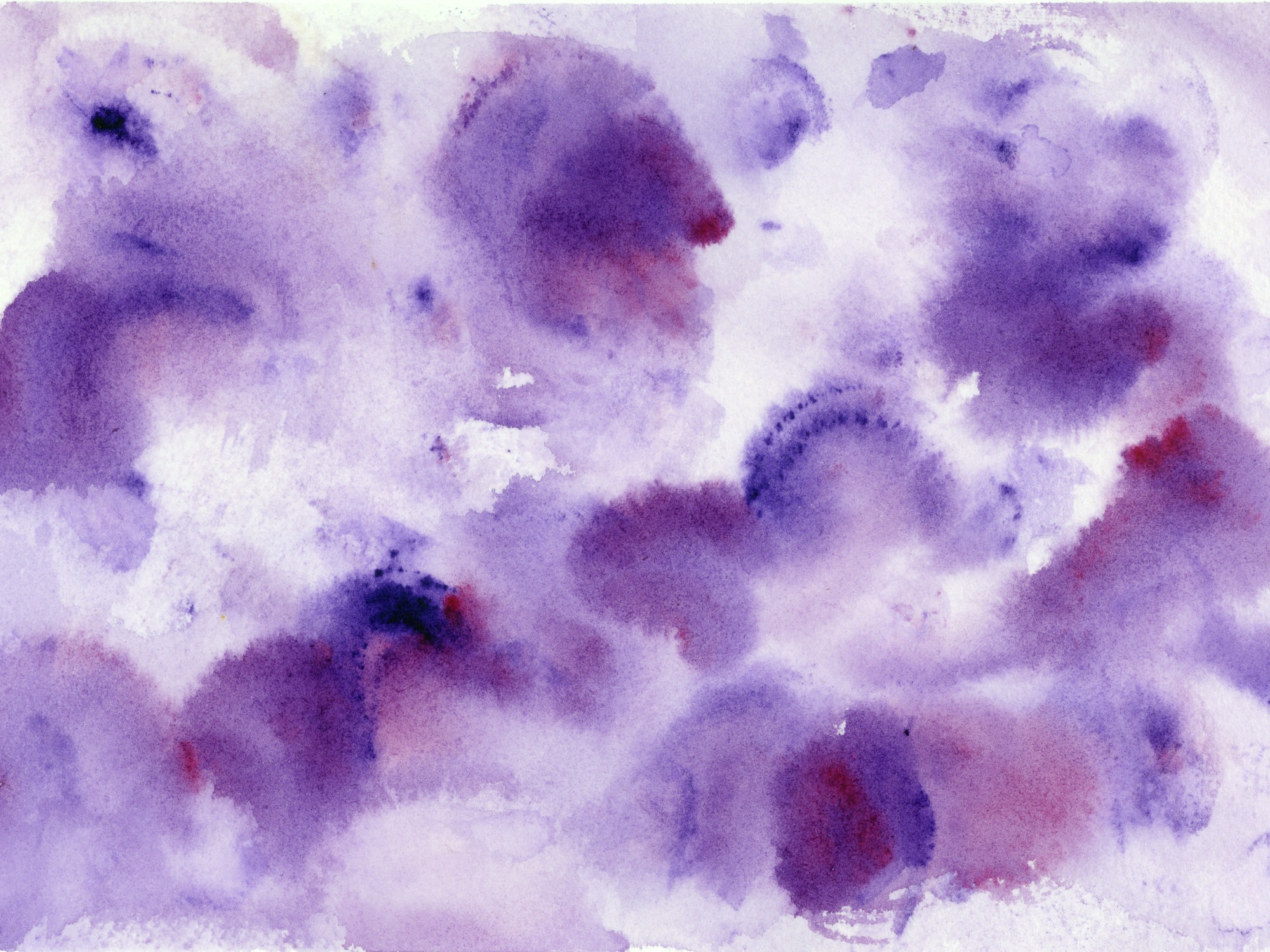 abstract watercolor painting entitled Purple Hearts by Kimberly Chesebro